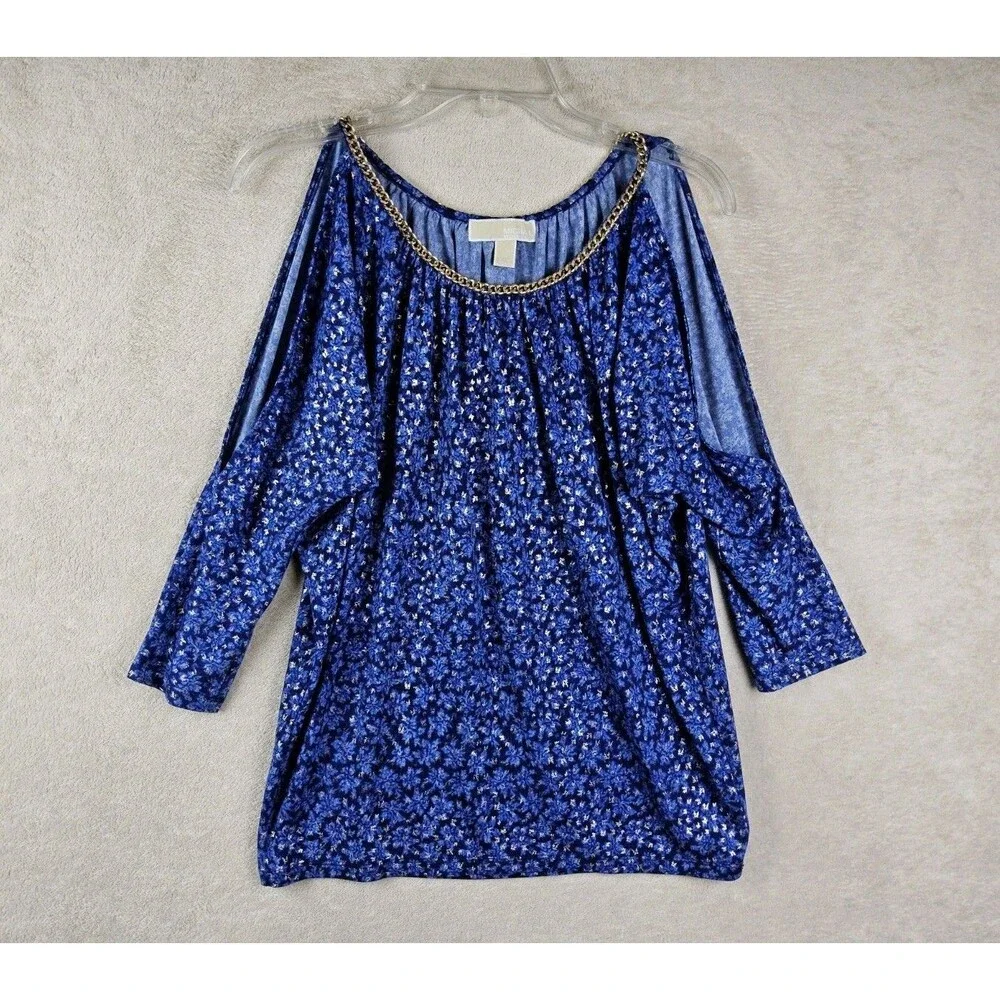 Michael Kors MK Women’s Chain Neck Cold Shoulder Blouse Top Size S